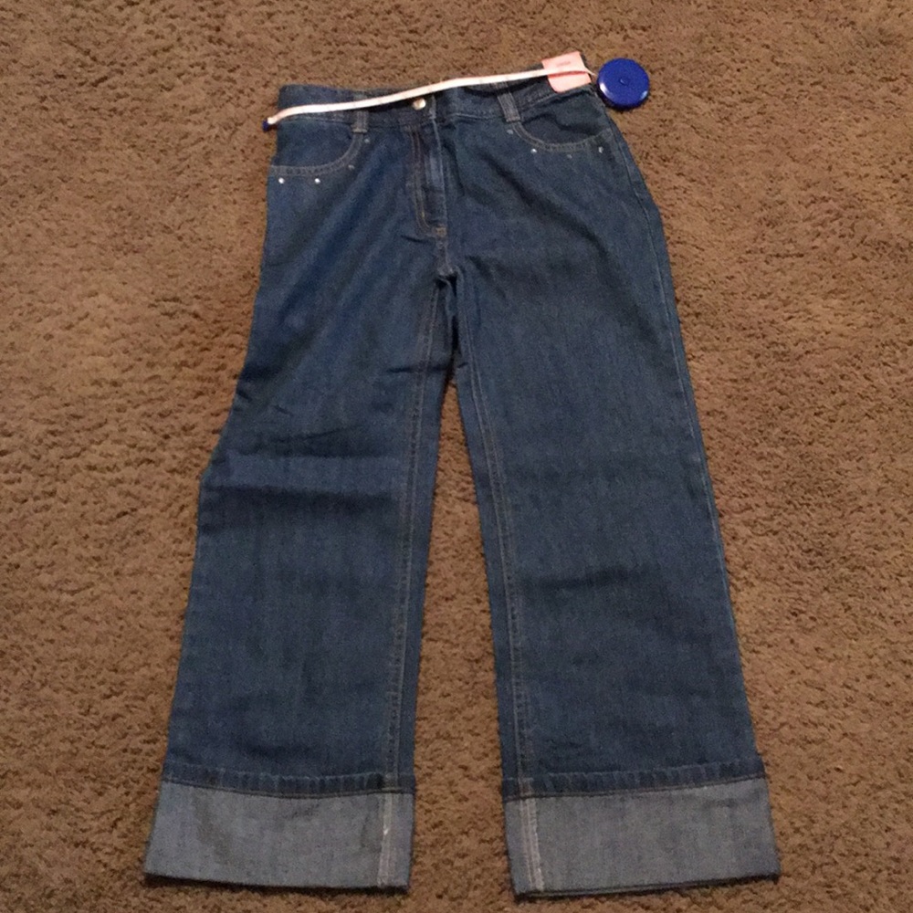 NWTs Vintage Gymboree cuffed denim jeans with rhinestone Sz 9